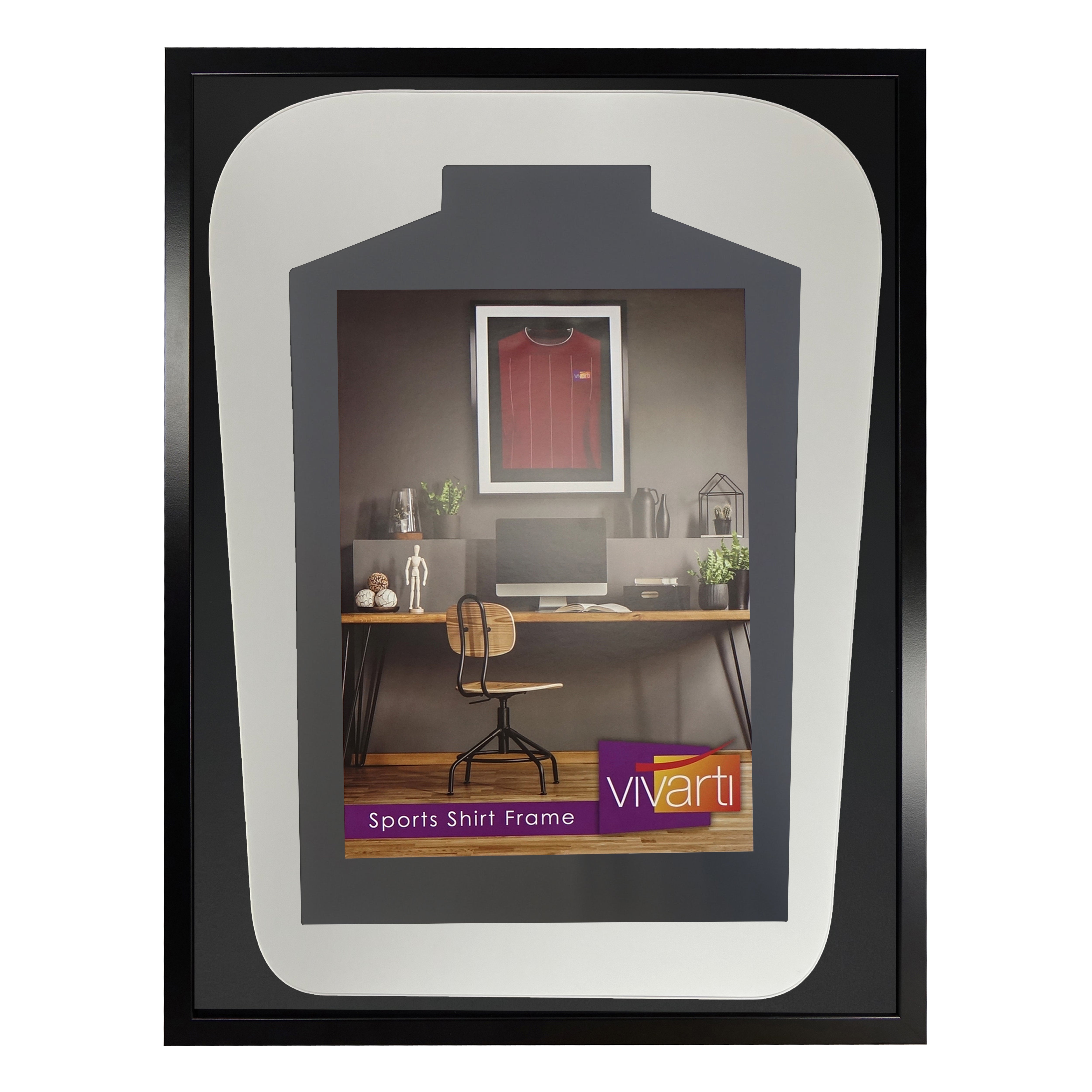 Vivarti DIY Tapered 3D Mounted Sports Shirt Display Gloss Black Frame