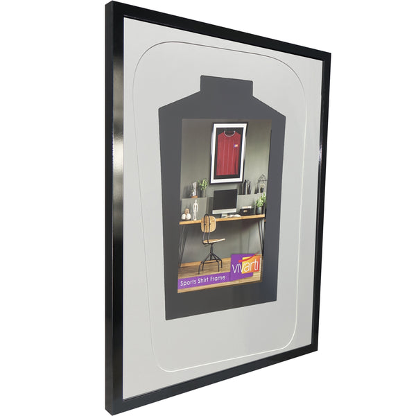 Vivarti DIY Tapered 3D Mounted Sports Shirt Display Gloss Black Frame