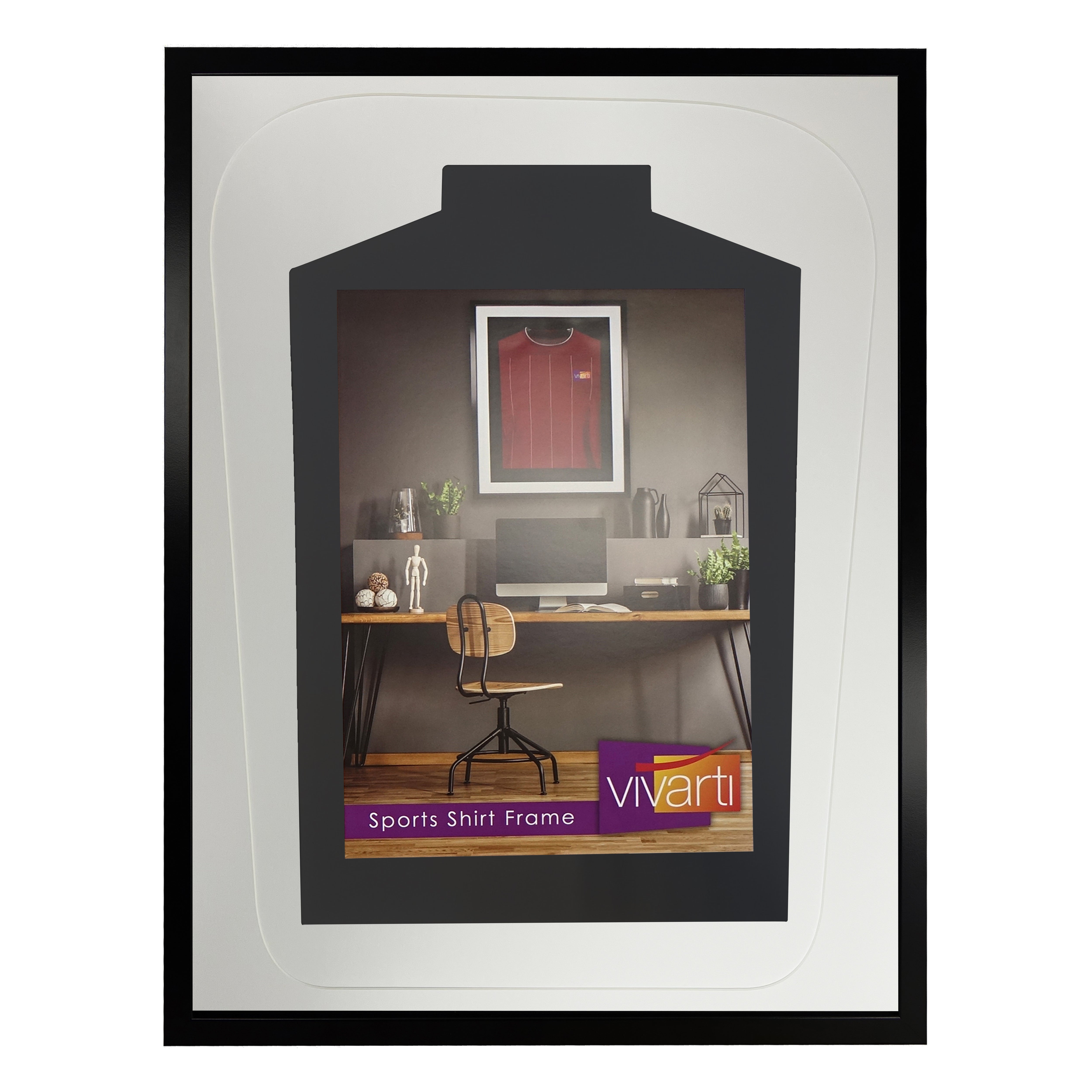 Vivarti DIY Tapered 3D Mounted Sports Shirt Display Gloss Black Frame