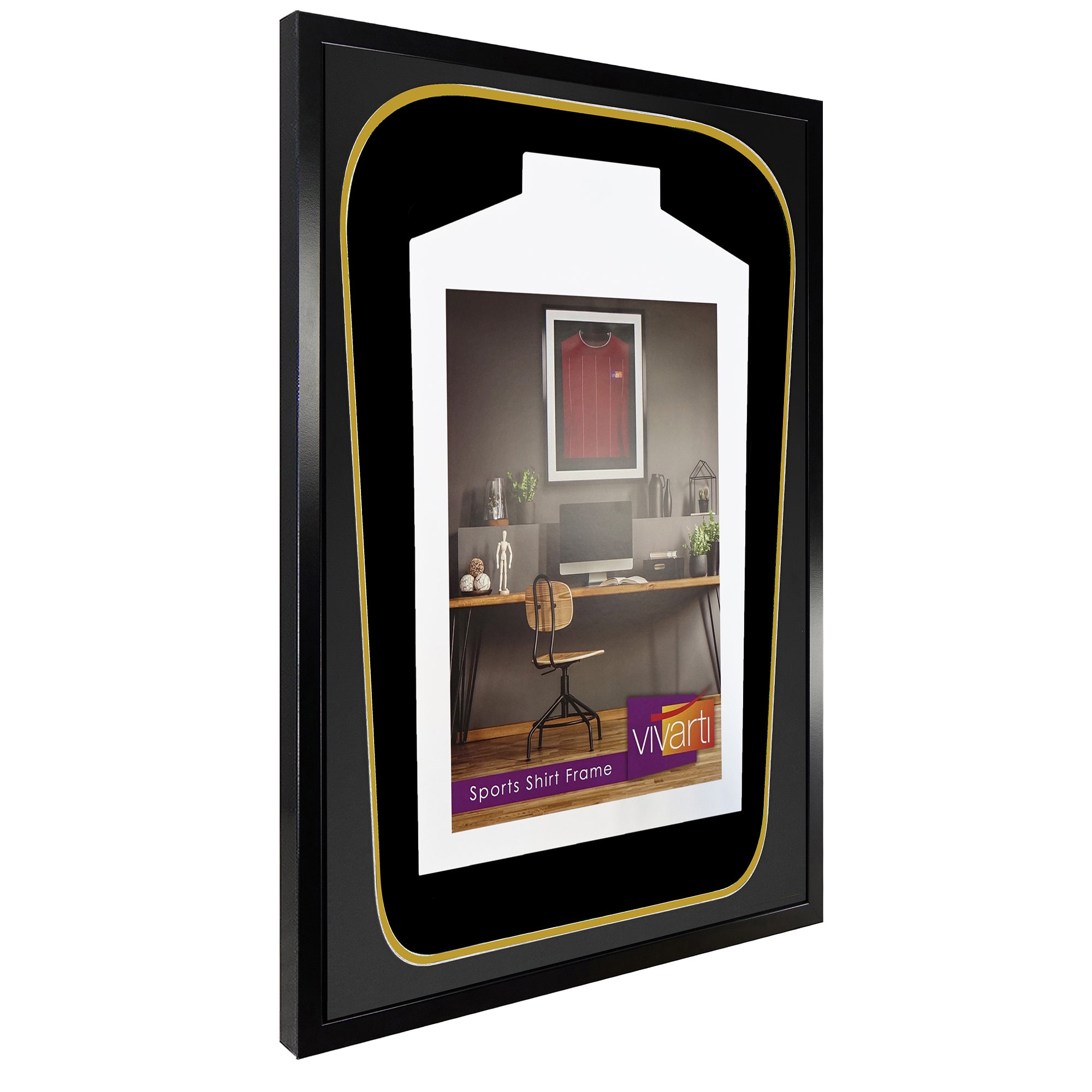 Vivarti DIY Tapered 3D Double Mounted Sports Shirt Display Gloss Black Frame