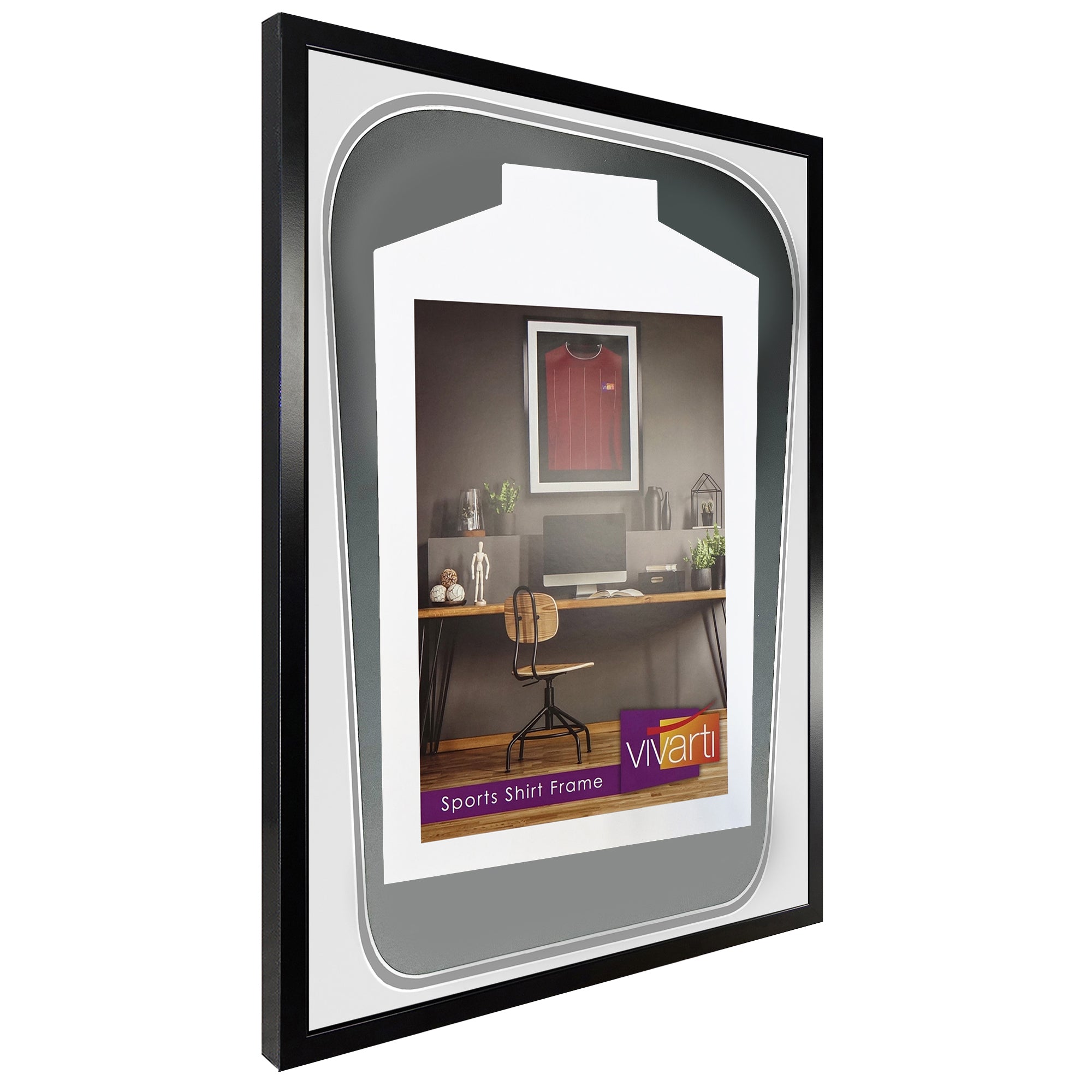 Vivarti DIY Tapered 3D Double Mounted Sports Shirt Display Gloss Black Frame