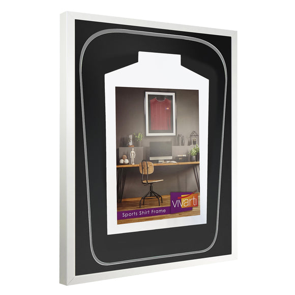 Vivarti DIY Tapered 3D Double Mounted Sports Shirt Display Gloss White Frame