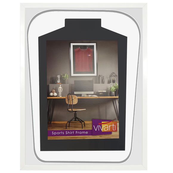 Vivarti DIY Tapered 3D Double Mounted Sports Shirt Display Gloss White Frame