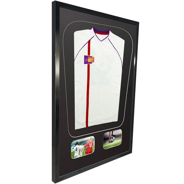 Vivarti DIY Tapered 3D Mounted+ Double Aperture Sports Shirt Display Gloss Black Frame