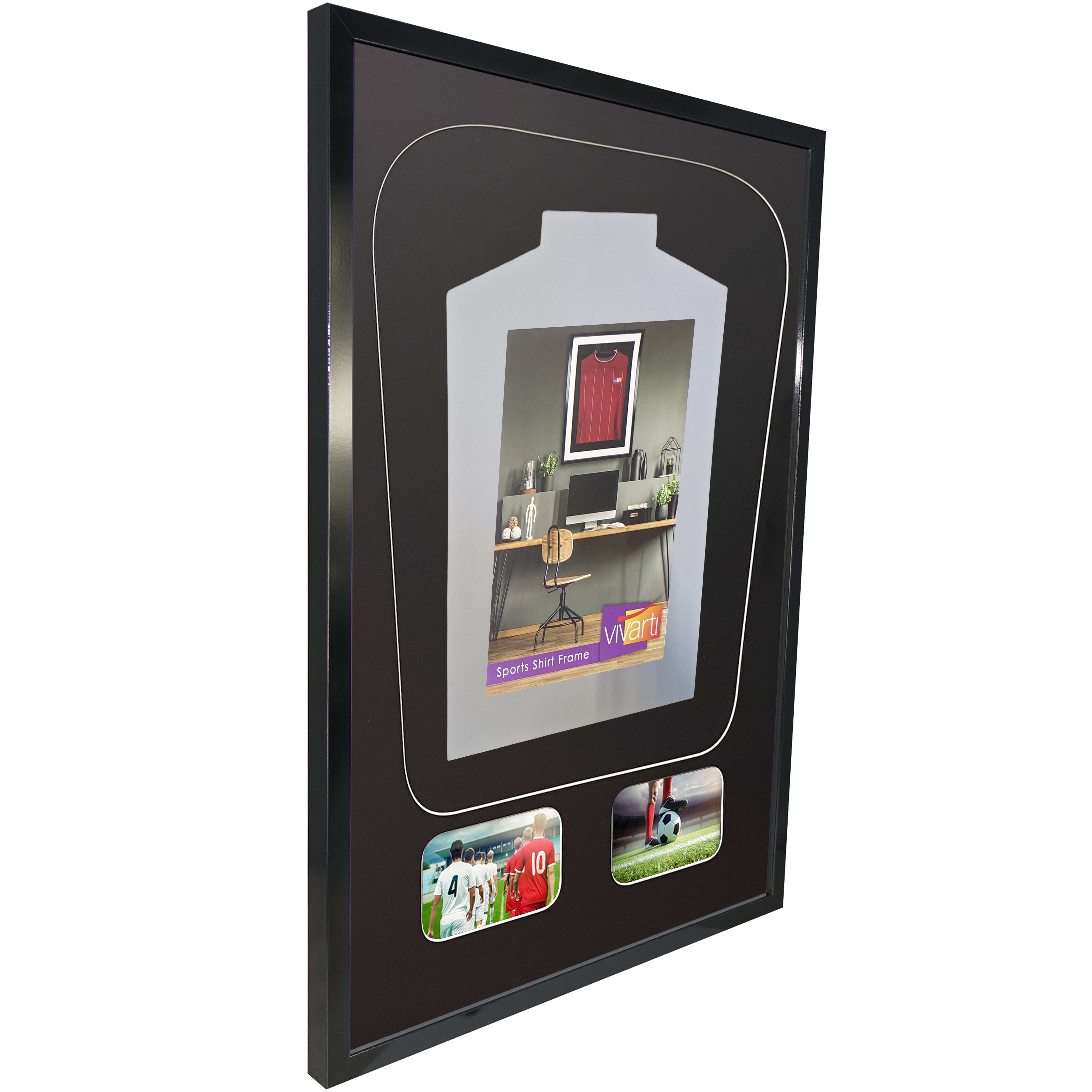 Vivarti DIY Tapered 3D Mounted+ Double Aperture Sports Shirt Display Black Frame