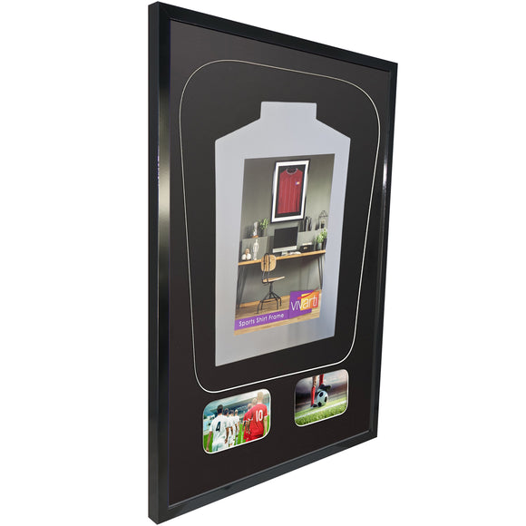 Vivarti DIY Tapered 3D Mounted+ Double Aperture Sports Shirt Display Gloss Black Frame