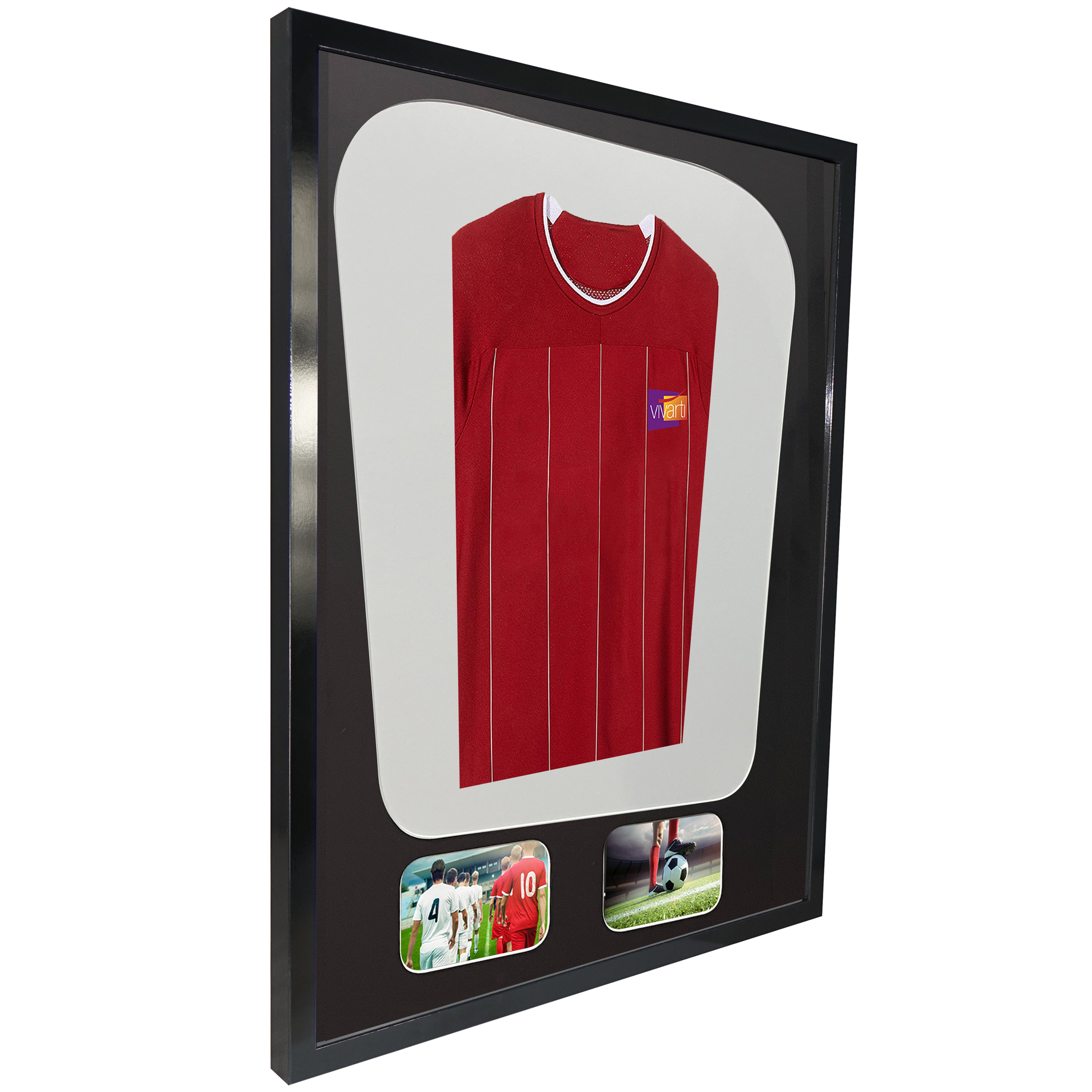 Vivarti DIY Tapered 3D Mounted+ Double Aperture Sports Shirt Display Gloss Black Frame