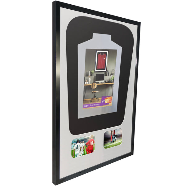 Vivarti DIY Tapered 3D Mounted+ Double Aperture Sports Shirt Display Gloss Black Frame