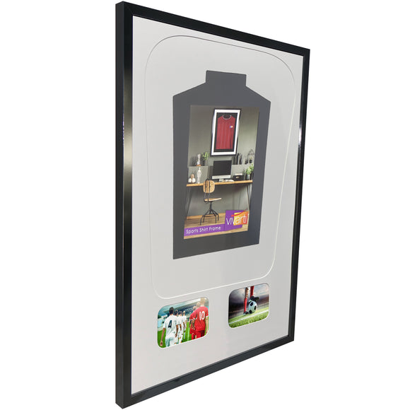 Vivarti DIY Tapered 3D Mounted+ Double Aperture Sports Shirt Display Black Frame