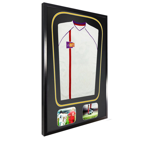 Vivarti DIY Tapered 3D Double Mounted + Double Aperture Sports Shirt Display Gloss Black Frame