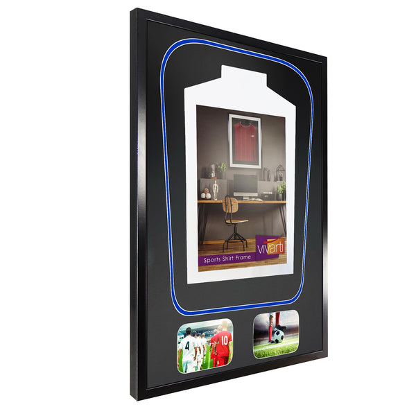 Vivarti DIY Tapered 3D Double Mounted + Double Aperture Sports Shirt Display Gloss Black Frame