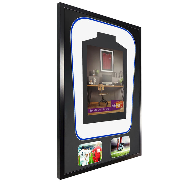 Vivarti DIY Tapered 3D Double Mounted + Double Aperture Sports Shirt Display Gloss Black Frame