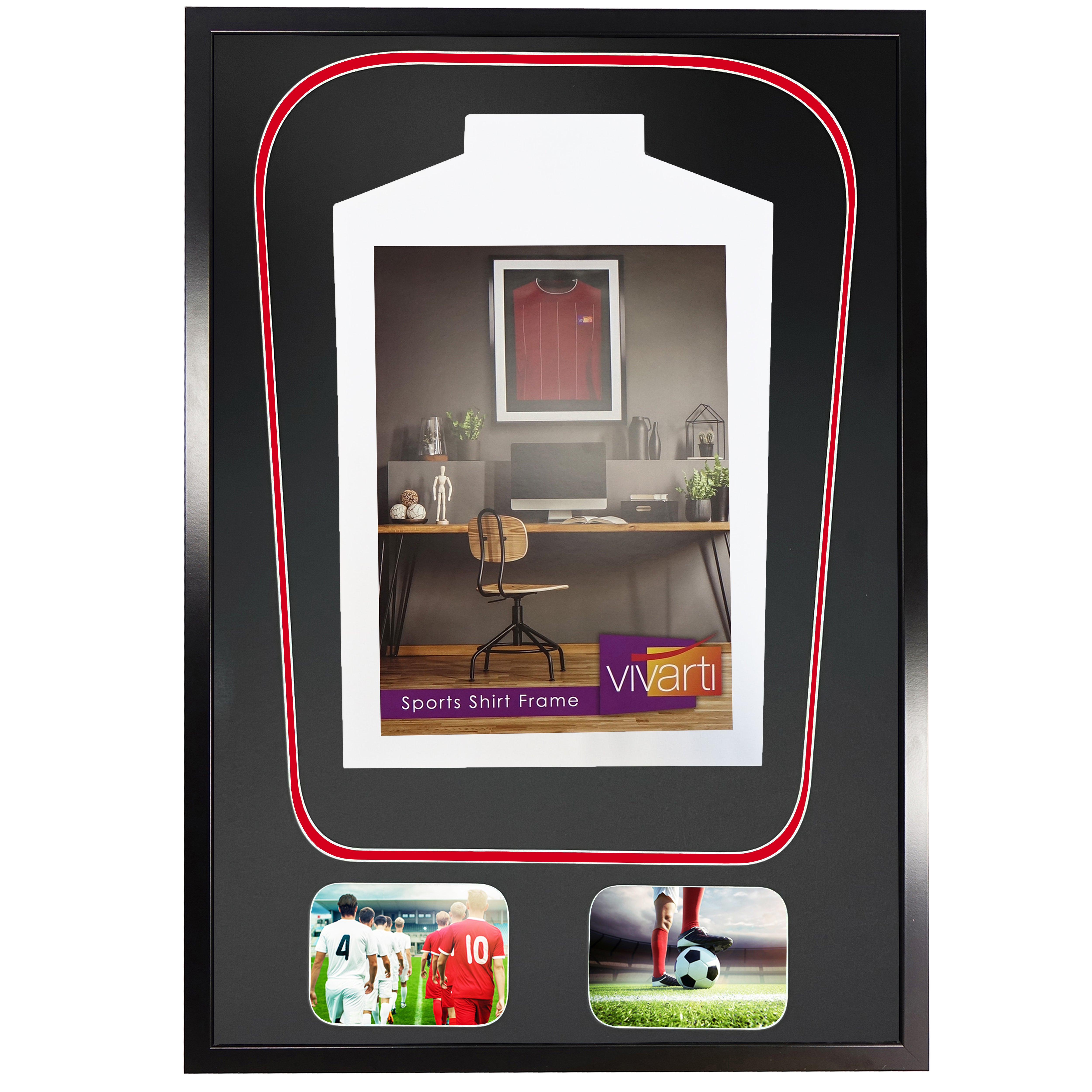 Vivarti DIY Tapered 3D Double Mounted + Double Aperture Sports Shirt Display Black Frame