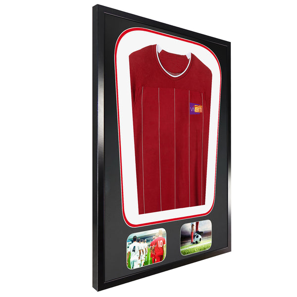 Vivarti DIY Tapered 3D Double Mounted + Double Aperture Sports Shirt Display Gloss Black Frame