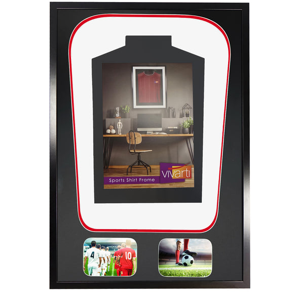 Vivarti DIY Tapered 3D Double Mounted + Double Aperture Sports Shirt Display Black Frame