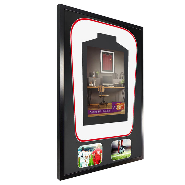 Vivarti DIY Tapered 3D Double Mounted + Double Aperture Sports Shirt Display Gloss Black Frame