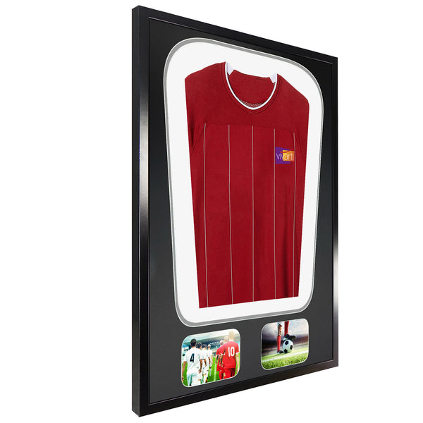 Vivarti DIY Tapered 3D Double Mounted + Double Aperture Sports Shirt Display Gloss Black Frame