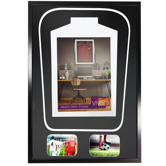 Vivarti DIY Tapered 3D Double Mounted + Double Aperture Sports Shirt Display Black Frame