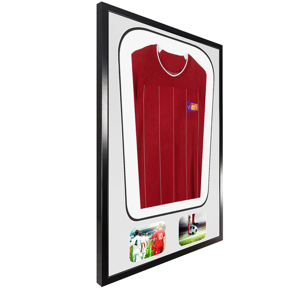 Vivarti DIY Tapered 3D Double Mounted + Double Aperture Sports Shirt Display Gloss Black Frame