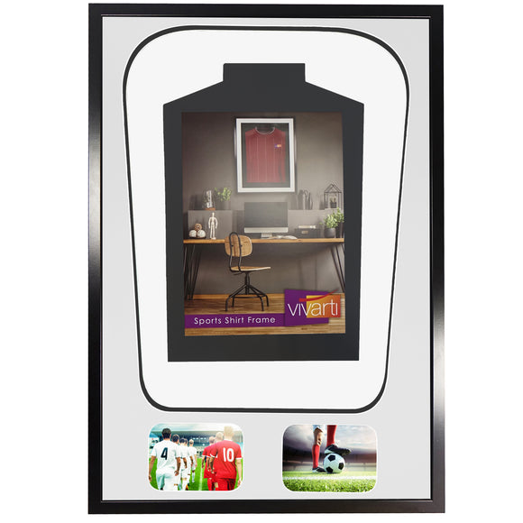 Vivarti DIY Tapered 3D Double Mounted + Double Aperture Sports Shirt Display Black Frame