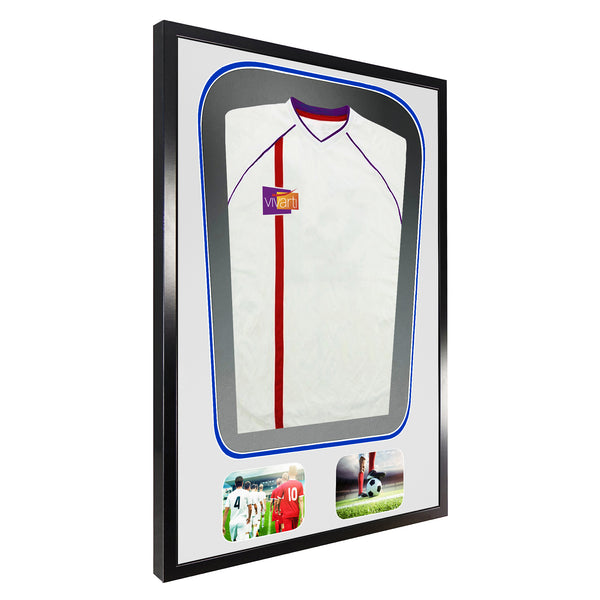 Vivarti DIY Tapered 3D Double Mounted + Double Aperture Sports Shirt Display Gloss Black Frame