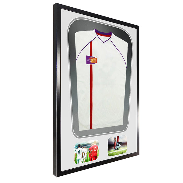 Vivarti DIY Tapered 3D Double Mounted + Double Aperture Sports Shirt Display Gloss Black Frame