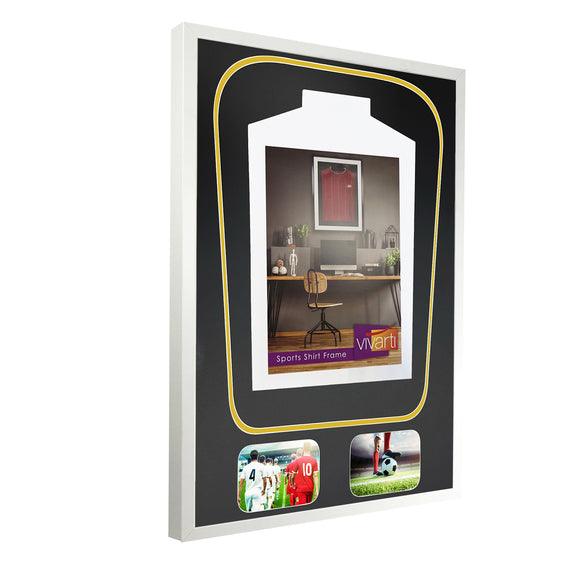 Vivarti DIY Tapered 3D Double Mounted + Double Aperture Sports Shirt Display White Frame