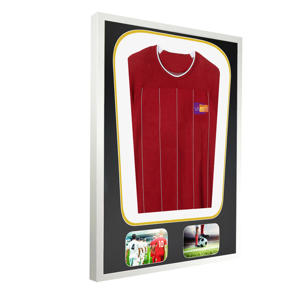 Vivarti DIY Tapered 3D Double Mounted + Double Aperture Sports Shirt Display White Frame