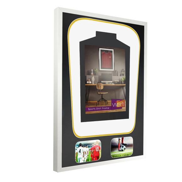 Vivarti DIY Tapered 3D Double Mounted + Double Aperture Sports Shirt Display Gloss White Frame