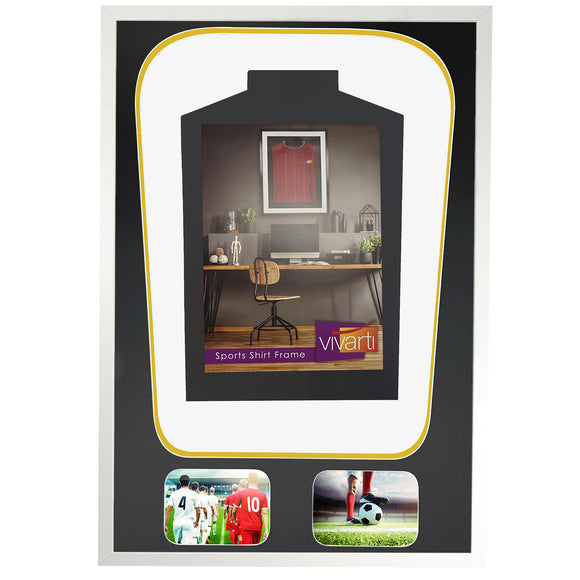 Vivarti DIY Tapered 3D Double Mounted + Double Aperture Sports Shirt Display Gloss White Frame