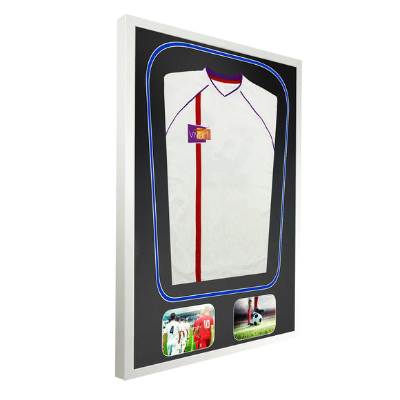 Vivarti DIY Tapered 3D Double Mounted + Double Aperture Sports Shirt Display Gloss White Frame