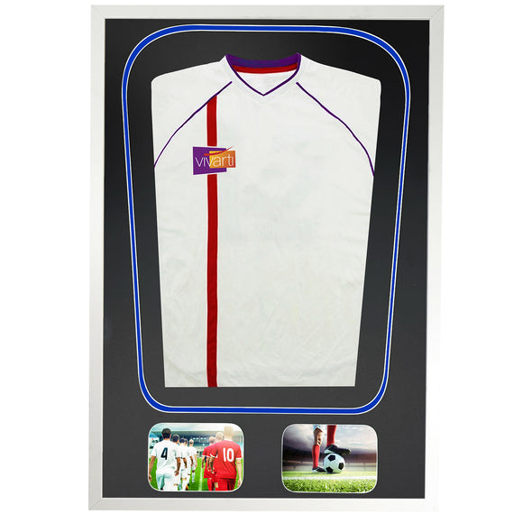 Vivarti DIY Tapered 3D Double Mounted + Double Aperture Sports Shirt Display Gloss White Frame