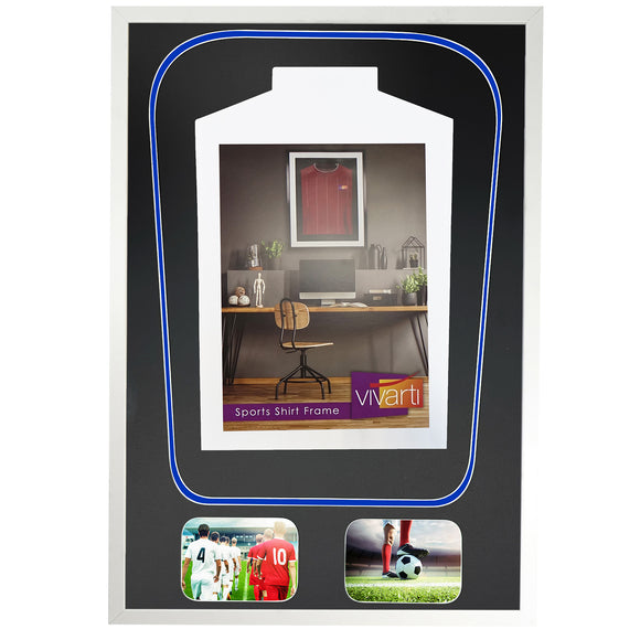 Vivarti DIY Tapered 3D Double Mounted + Double Aperture Sports Shirt Display Gloss White Frame