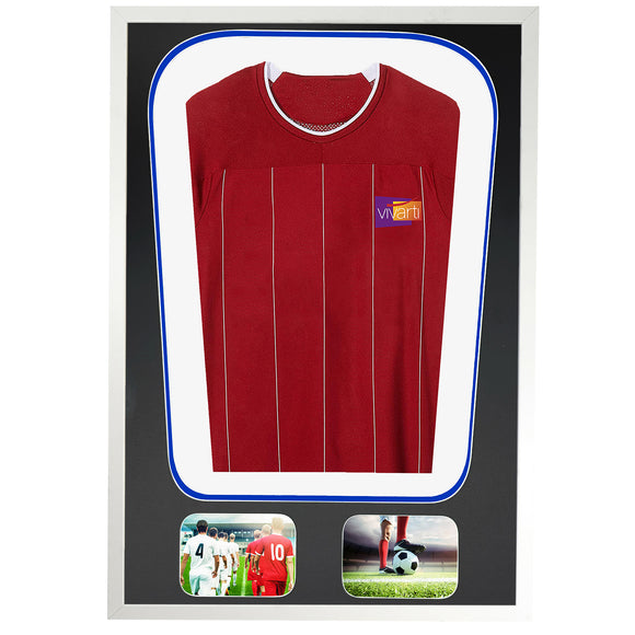 Vivarti DIY Tapered 3D Double Mounted + Double Aperture Sports Shirt Display Gloss White Frame