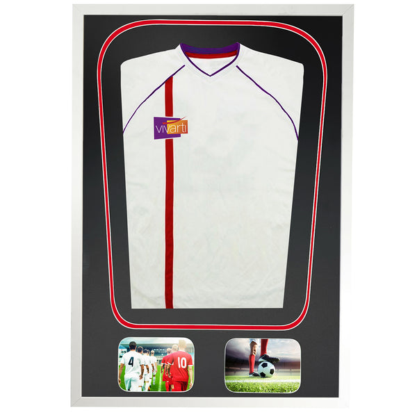 Vivarti DIY Tapered 3D Double Mounted + Double Aperture Sports Shirt Display White Frame