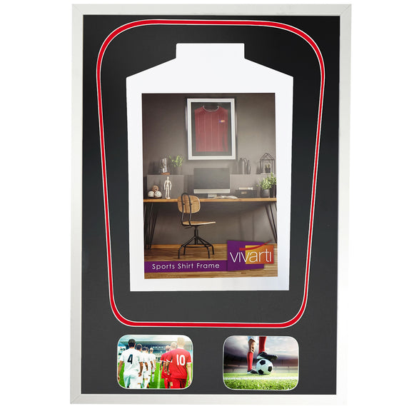 Vivarti DIY Tapered 3D Double Mounted + Double Aperture Sports Shirt Display Gloss White Frame