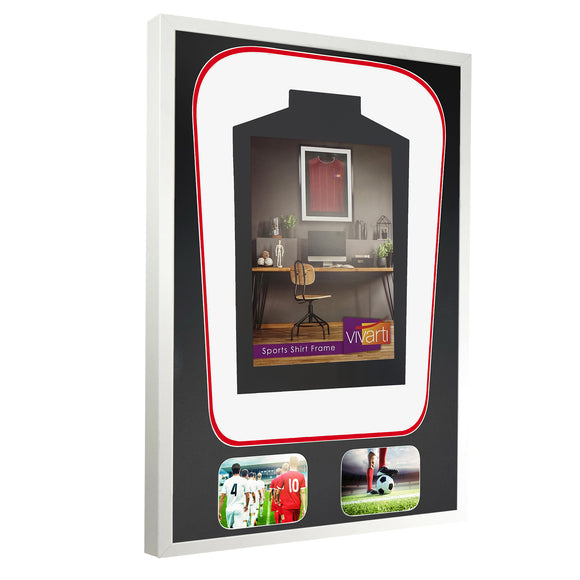 Vivarti DIY Tapered 3D Double Mounted + Double Aperture Sports Shirt Display Gloss White Frame