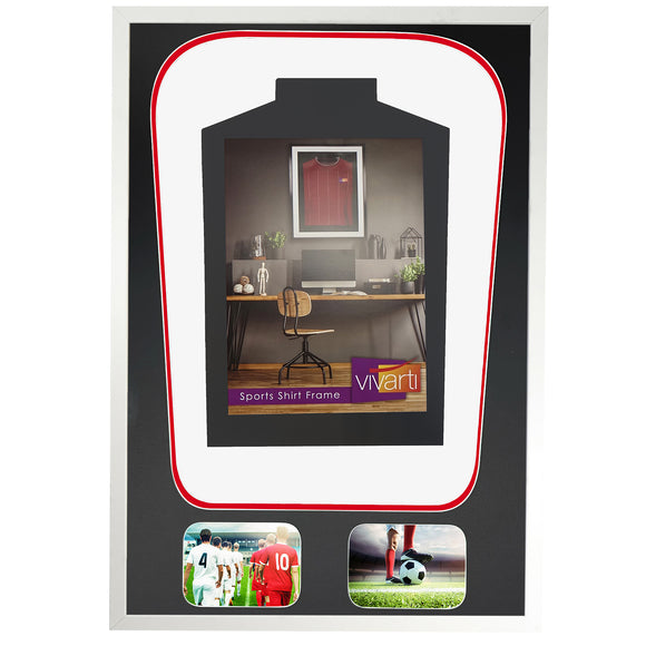 Vivarti DIY Tapered 3D Double Mounted + Double Aperture Sports Shirt Display Gloss White Frame