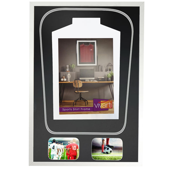 Vivarti DIY Tapered 3D Double Mounted + Double Aperture Sports Shirt Display Gloss White Frame