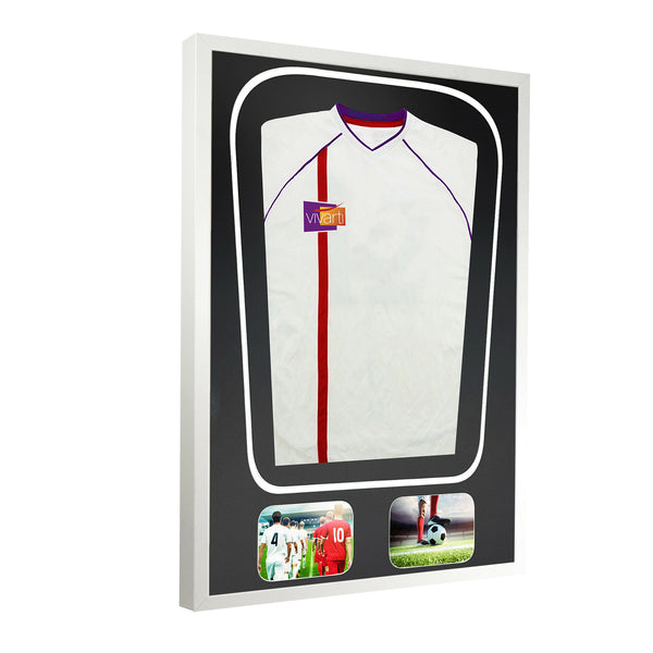 Vivarti DIY Tapered 3D Double Mounted + Double Aperture Sports Shirt Display White Frame