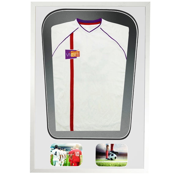 Vivarti DIY Tapered 3D Double Mounted + Double Aperture Sports Shirt Display Gloss White Frame