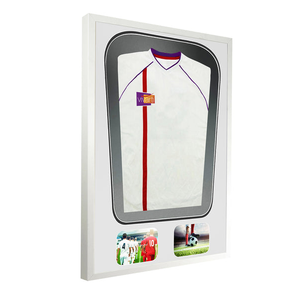 Vivarti DIY Tapered 3D Double Mounted + Double Aperture Sports Shirt Display White Frame