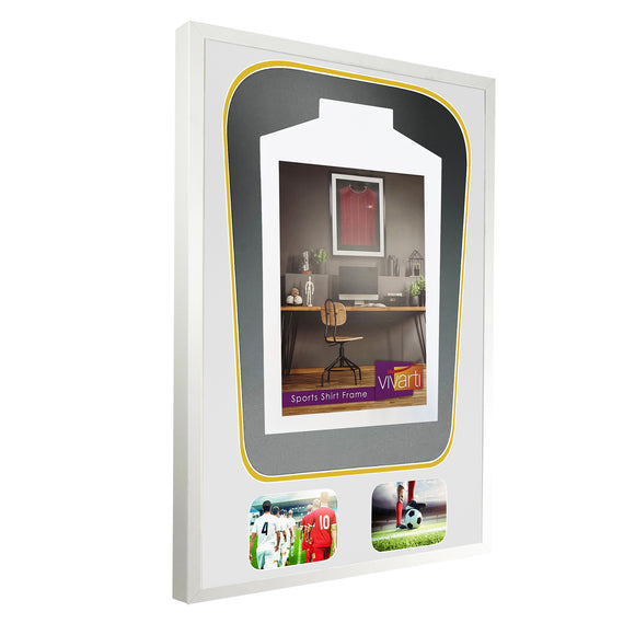 Vivarti DIY Tapered 3D Double Mounted + Double Aperture Sports Shirt Display Gloss White Frame