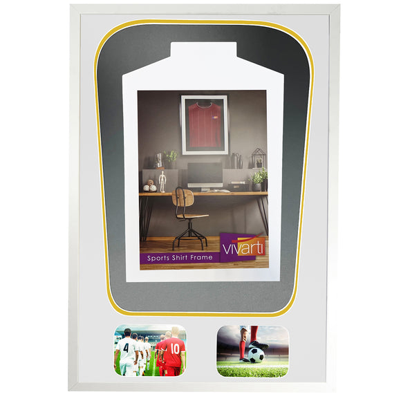 Vivarti DIY Tapered 3D Double Mounted + Double Aperture Sports Shirt Display Gloss White Frame