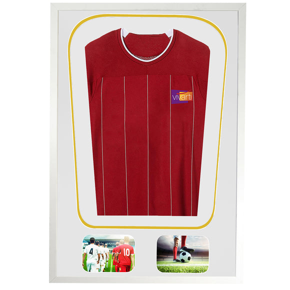Vivarti DIY Tapered 3D Double Mounted + Double Aperture Sports Shirt Display Gloss White Frame