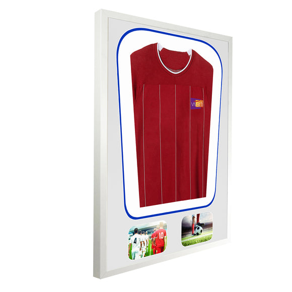 Vivarti DIY Tapered 3D Double Mounted + Double Aperture Sports Shirt Display Gloss White Frame