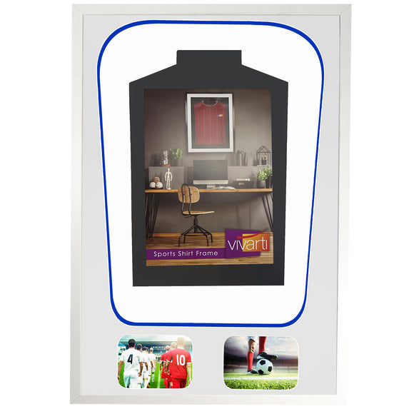 Vivarti DIY Tapered 3D Double Mounted + Double Aperture Sports Shirt Display Gloss White Frame