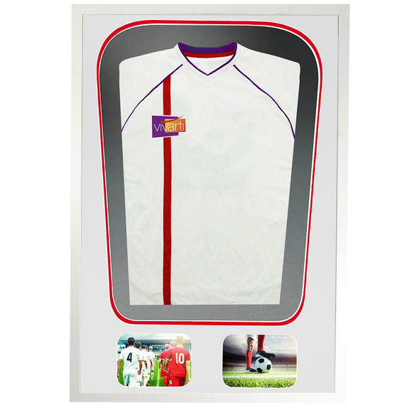 Vivarti DIY Tapered 3D Double Mounted + Double Aperture Sports Shirt Display White Frame