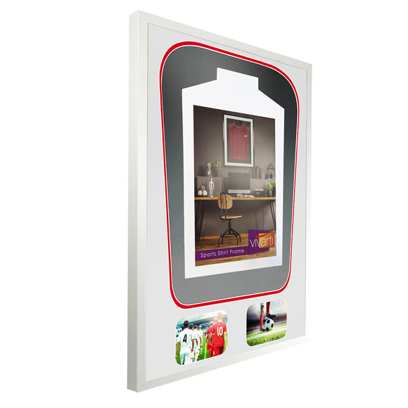 Vivarti DIY Tapered 3D Double Mounted + Double Aperture Sports Shirt Display Gloss White Frame