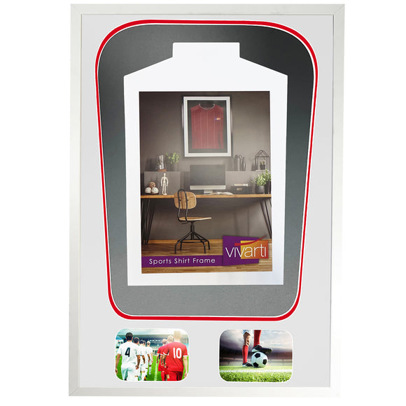 Vivarti DIY Tapered 3D Double Mounted + Double Aperture Sports Shirt Display Gloss White Frame